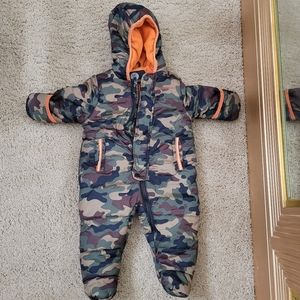 Snowsuit winter Weatherproof infant green military camo snowbib pant 9 months